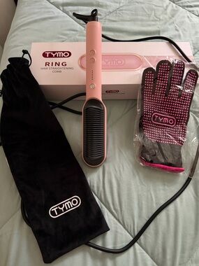 TYMO Pink Ring Hair Straightening Comb - Gentle Heat Styling